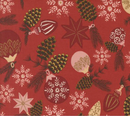 Old World Yuletide Pine Cones Snowflakes Metallic Poinsettia Fabric