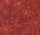 Old World Yuletide Poinsettia Mix Florals Metallic Crimson Fabric