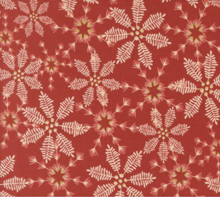 Old World Yuletide Snowflakes Metallic Poinsettia Fabric