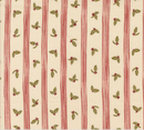 Old World Yuletide Holly Stripes Eggshell Fabric