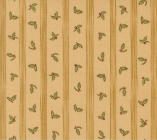 Old World Yuletide Holly Stripes Almond Fabric