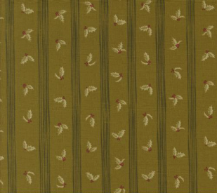 Old World Yuletide Holly Stripes Pickle Fabric