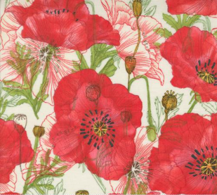Superbloom Poppy Large Floral Cream Fabric