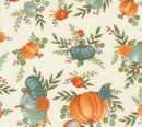 I Love Fall Most of All Pumpkins Flowers Warm White Fabric