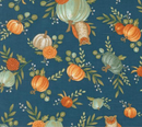 I Love Fall Most of All Pumpkins Flowers Harvest Night Fabric