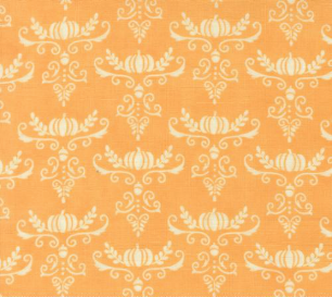 I Love Fall Most of All Pumpkins and Vines Damask Light Pumpkin Fabric