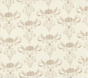 I Love Fall Most of All Pumpkins and Vines Damask Warm White Fabric