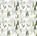 Santa's Tree Farm Woodland Snowy Fabric
