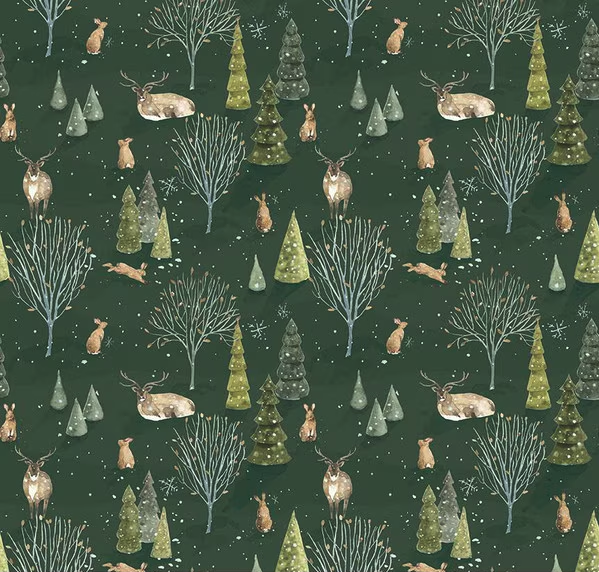 Santa's Tree Farm Woodland Forest Fabric