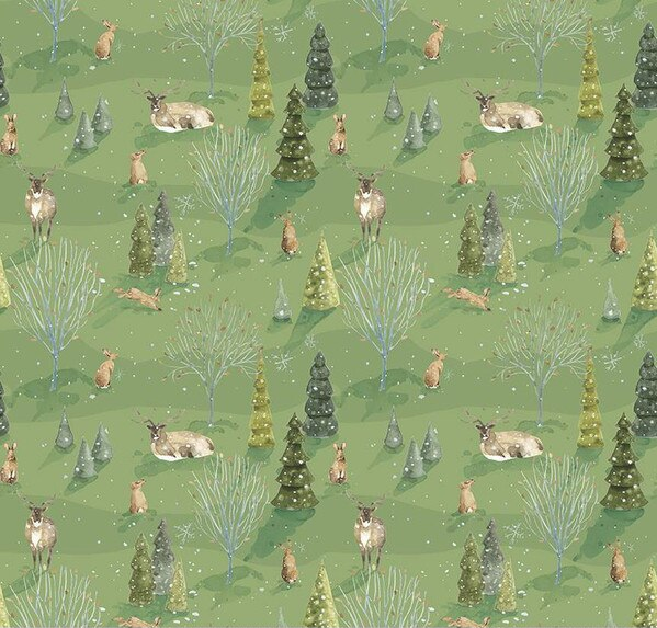 Santa's Tree Farm Woodland Green Fabric