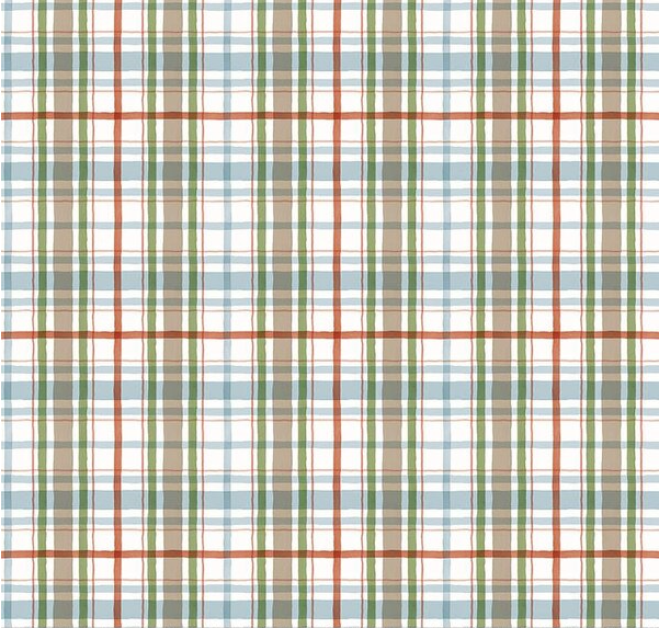 Santa's Tree Farm Plaid Snowy Fabric