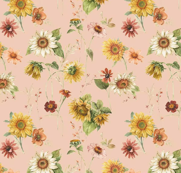 Sunflower Whispers Sunflowers Blush Fabric