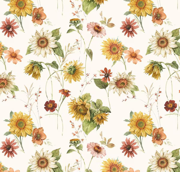 Sunflower Whispers Sunflowers Cream Fabric