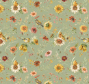Sunflower Whispers Prairie Green Fabric
