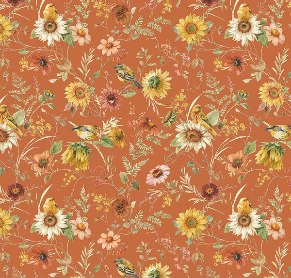 Sunflower Whispers Prairie Pumpkin Fabric