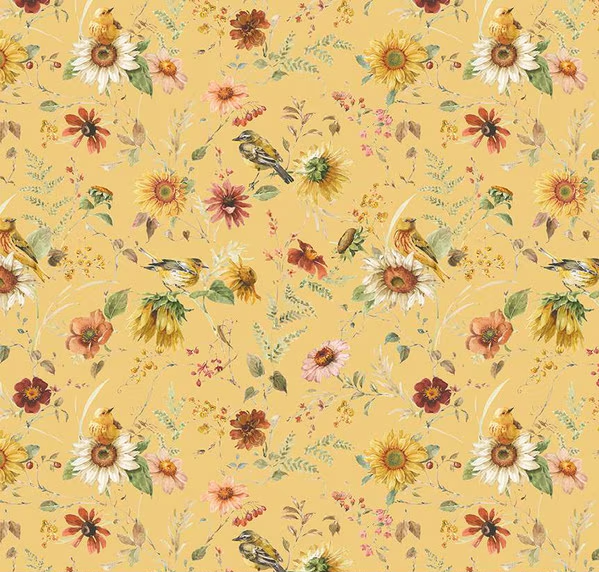Sunflower Whispers Prairie Yellow Fabric