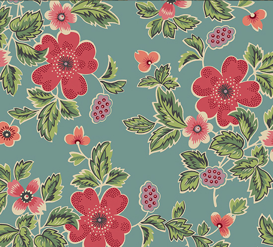 Rambling Rose Rambling Rose Teal Fabric