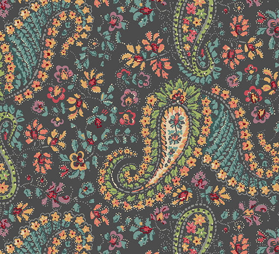 Rambling Rose Boho Soul Charcoal Fabric