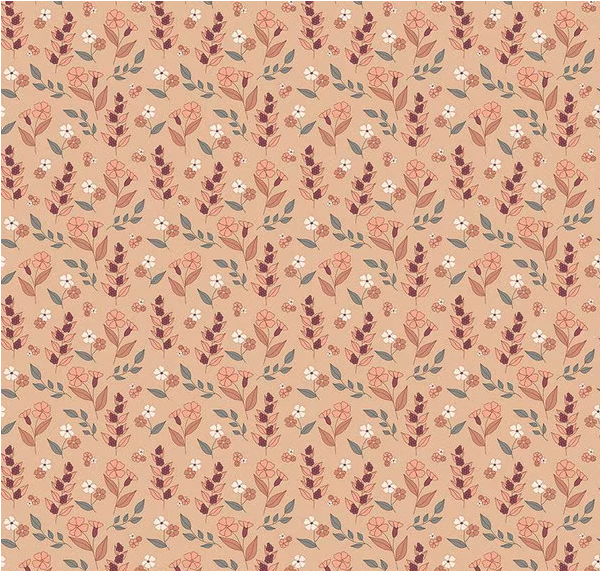 Evening on the Prairie Autumn Floral Beige Fabric