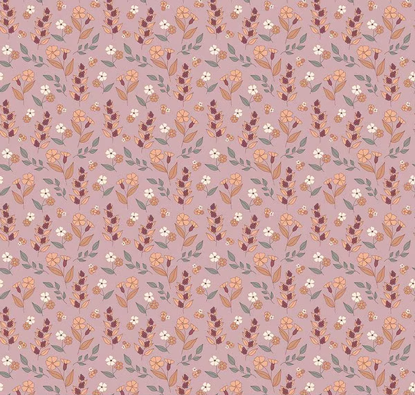 Evening on the Prairie Autumn Floral Mauve Fabric