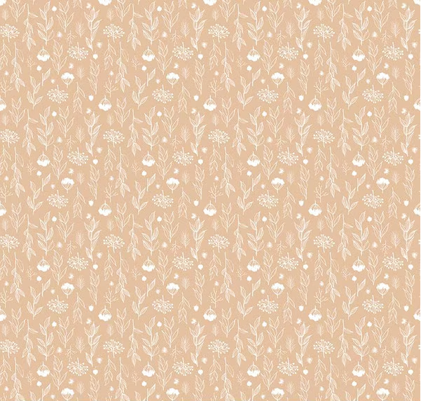 Evening on the Prairie Silhouette Floral Beige Fabric