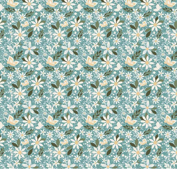 Juju's Petals Dance Teal Fabric