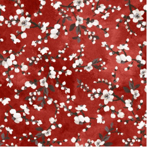 Le Jardin Blooming Branches Red Yardage