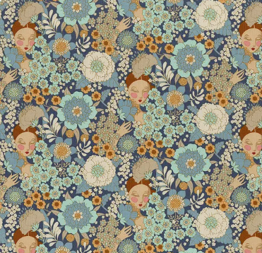 Wallflower Wallflower Blue Fabric