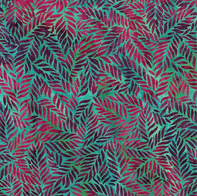 Tropical Bliss Mini Tossed Leaves Teal Aqua Fabric