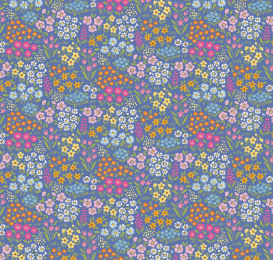 Little Darlin' Floral Fields Periwinkle Fabric