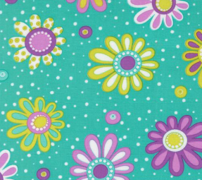 Pick Me Flower Power Aqua Fabric