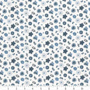 Blue Blooms and Threads White