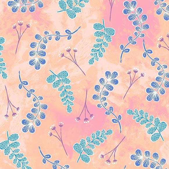 Summer Dreams Lush Meadows Peach Yardage