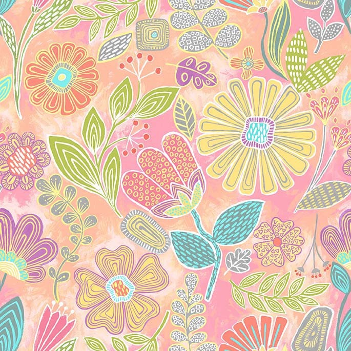 Summer Dreams Summer Fragrance Peach Yardage