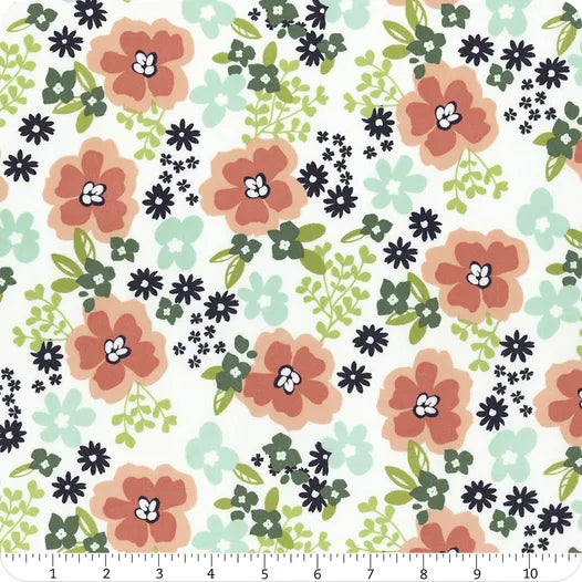 Wilmington Prints Juliette Coral White Floral Yardage