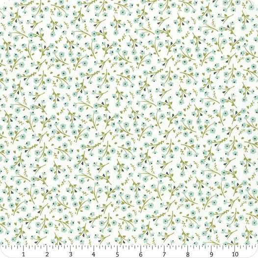 Wilmington Prints Juliette Teal Small Floral Yardage